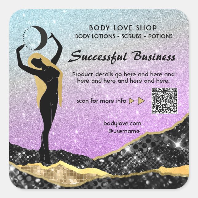 *~* AP24 Rainbow Goddess Intention Spell Ombre Square Sticker (Front)