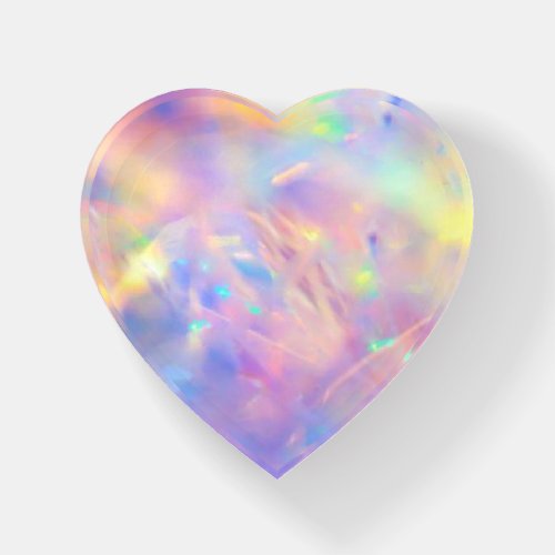  AP26 OPAL Prism Rainbow Crystal Ethereal Heart Paperweight