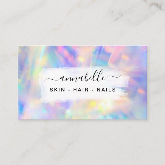 *~* AP26 OPAL Prism Rainbow QR . Crystal Ethereal Business Card (Front)