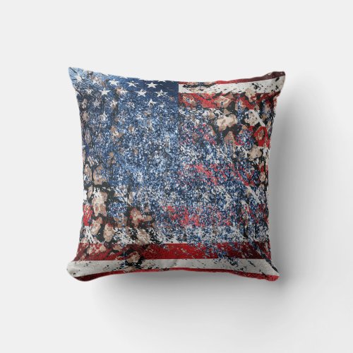  AP27 Distressed Stars Stripes USA Flag Leopard Throw Pillow