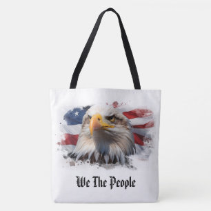 *~* AP27 Patriotic American Flag Bald Eagle Tote Bag