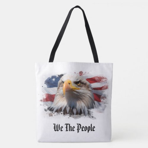  AP27 Patriotic American Flag Bald Eagle Tote Bag