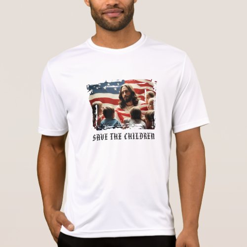  AP27 Patriotic Christian Children Flag Jesus  T_Shirt