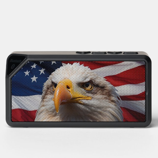 *~* AP27 USA American Flag Bald Eagle  Patriotic Bluetooth Speaker (Front)