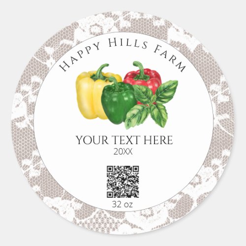  AP30 Bell Peppers Canning QR Logo  Classic Round Sticker
