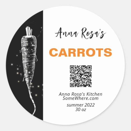  AP30 CARROT _ DEHYDRATED CANNING FREEZE QR  CL CLASSIC ROUND STICKER