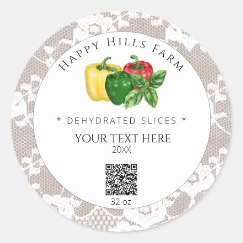  AP30 DEHYDRATED Bell Peppers Canning QR Logo Classic Round Sticker