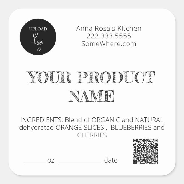 *~* AP30 DEHYDRATED CANNING FREEZE QR PHOTO LOGO SQUARE STICKER (Front)