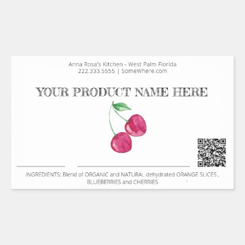  AP30 DEHYDRATED Fruit QR PHOTO CHEERY Rectangular Sticker