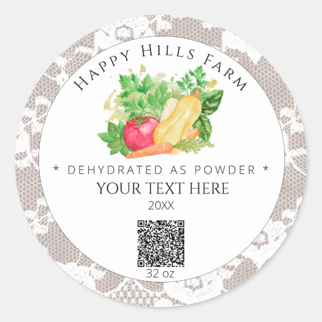 *~* AP30 DEHYDRATED Vegetables QR Logo Jar Classic Round Sticker (Front)