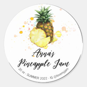 *~* AP30 PINEAPPLE Homemade Jelly Jam Preserves Classic Round Sticker