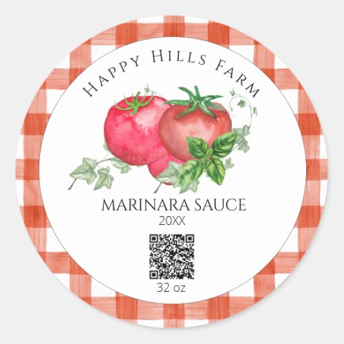  AP30 Tomato LOGO Canning QR Jar Classic Round Sticker