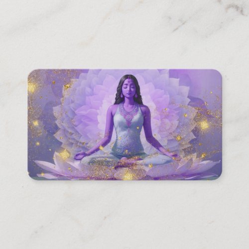  AP32  Cosmic Lavender Lotus  Woman QR Mandala Business Card