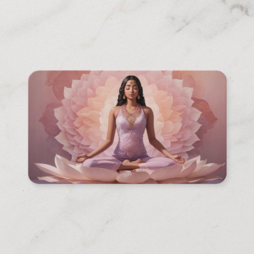  AP32  Dusty Rose Pink Lotus Woman QR Mandala Business Card