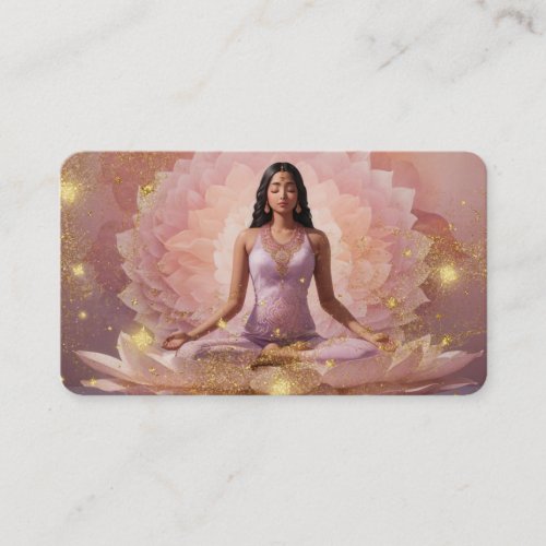  AP32  Dusty Rose Stars Lotus Woman QR Mandala Business Card