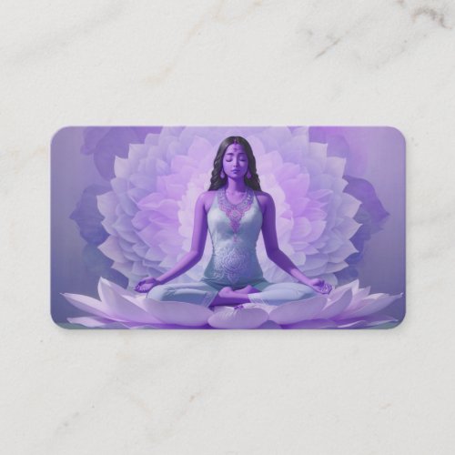  AP32  Lavender Lotus Yoga  Woman QR Mandala Business Card