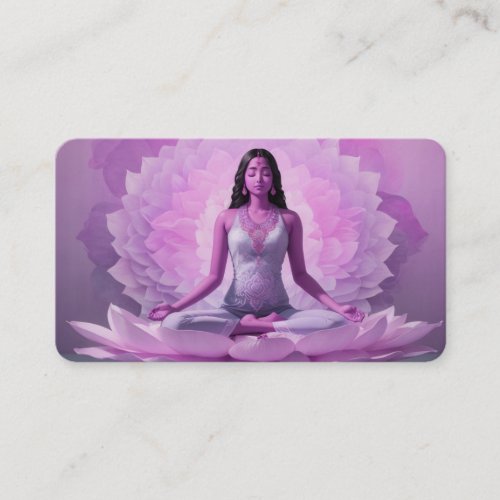  AP32  Lavender Pink Lotus Woman QR Mandala Business Card