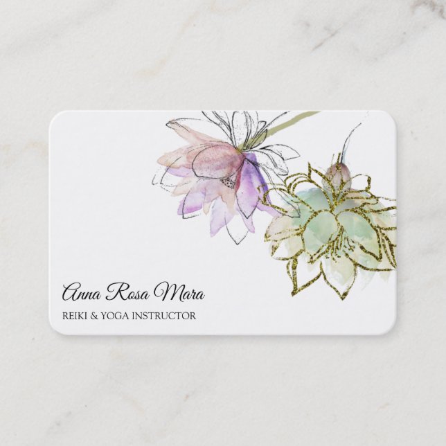 *~* AP32  Pink Lotus Yoga  Flower Logo Zen QR Business Card (Front)