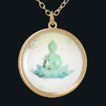 *~* AP33 Aqua  Buddha Botanical Floral Lotus  Gold Plated Necklace<br><div class="desc">(( search id AP33 for similar designs )) Simple and Minimal Abstract Boho Zen Watercolor soft with GOLD areas. There are options in shape and metal plating colors in Silver Plate and Gold Plate. * Energetically Enhanced Bohemian Botanical Garland / Bouquet Floral / Flowers Pastel Modern Popular softly Colorful Zen...</div>