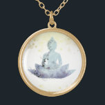 *~* AP33 Dusty BLUE Buddha Botanical Floral Lotus Gold Plated Necklace<br><div class="desc">(( search id AP33 for similar designs )) Simple and Minimal Abstract Boho Zen Watercolor soft with GOLD areas. There are options in shape and metal plating colors in Silver Plate and Gold Plate. * Energetically Enhanced Bohemian Botanical Garland / Bouquet Floral / Flowers Pastel Modern Popular softly Colorful Zen...</div>