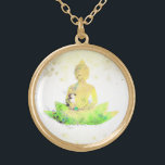 *~* AP33 Green Buddha Botanical Floral Lotus Gold Plated Necklace<br><div class="desc">(( search id AP33 for similar designs )) Simple and Minimal Abstract Boho Zen Watercolor soft with GOLD areas. There are options in shape and metal plating colors in Silver Plate and Gold Plate. * Energetically Enhanced Bohemian Botanical Garland / Bouquet Floral / Flowers Pastel Modern Popular softly Colorful Zen...</div>