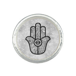 *~* AP33 Hamsa Hand Evil Eye Henna Intention Ring