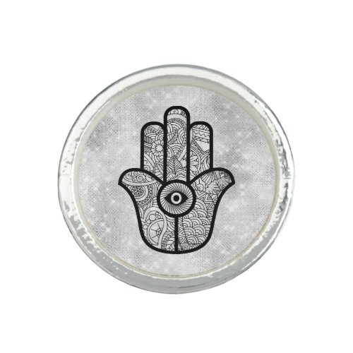  AP33 Hamsa Hand Evil Eye Henna Intention Ring