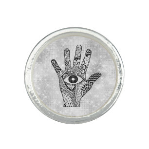 *~* AP33 Hamsa Hand Evil Eye Intention Ring