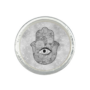 *~* AP33 Hamsa Henna Symbol Protect Intention Ring