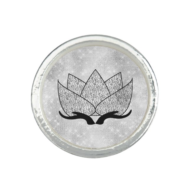 *~* AP33 Hands Lotus Symbol Intention Ring (Front)