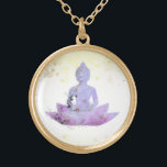 *~* AP33 Purple Buddha Botanical Floral Lotus Gold Plated Necklace<br><div class="desc">(( search id AP33 for similar designs )) Simple and Minimal Abstract Boho Zen Watercolor soft with GOLD areas. There are options in shape and metal plating colors in Silver Plate and Gold Plate. * Energetically Enhanced Bohemian Botanical Garland / Bouquet Floral / Flowers Pastel Modern Popular softly Colorful Zen...</div>