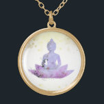 *~* AP33 Purple Buddha Botanical Floral Lotus Gold Plated Necklace<br><div class="desc">(( search id AP33 for similar designs )) Simple and Minimal Abstract Boho Zen Watercolor soft with GOLD areas. There are options in shape and metal plating colors in Silver Plate and Gold Plate. * Energetically Enhanced Bohemian Botanical Garland / Bouquet Floral / Flowers Pastel Modern Popular softly Colorful Zen...</div>