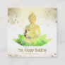 *~* AP33 QR Buddha Lotus Floral Botanical Square Business Card