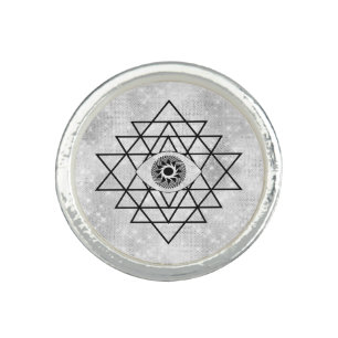 *~* AP33 Silver Om Sacred Geometry Intention Ring
