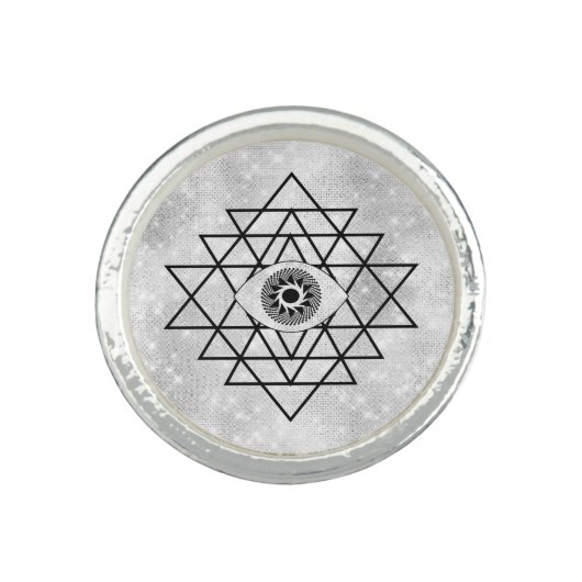 *~* AP33 Silver Om Sacred Geometry Intention Ring (Front)