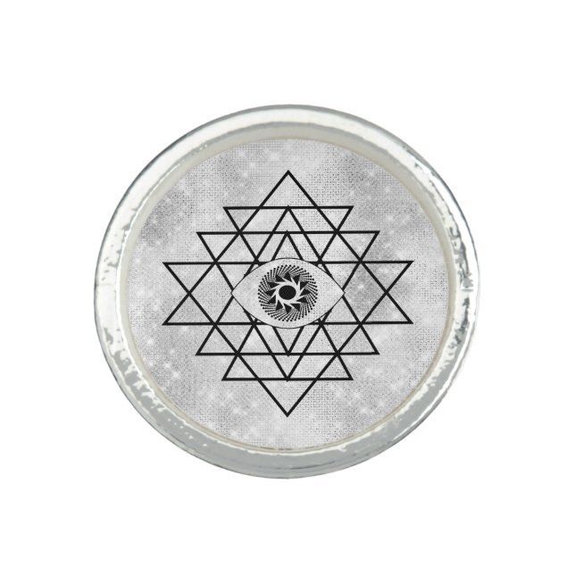 *~* AP33 Silver Om Sacred Geometry Intention Ring (Front)