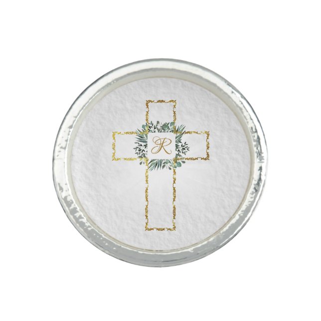 *~* AP35 Communion Christian Confirmation Crucifix Ring (Front)