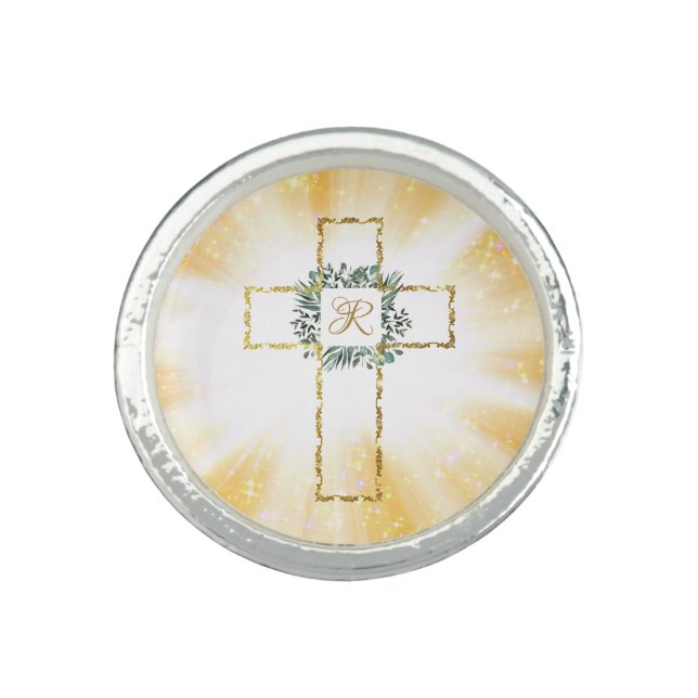 *~* AP35 Communion Christian Confirmation Gold Ring (Front)