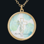 *~* AP35 Cross Communion Christian Confirmation Gold Plated Necklace<br><div class="desc">(( search id AP35 for similar designs and AP40 )) Religious Catholic Christian blessed Gold Plated Cross NECKLACE / PENDANT for a girl any age from child to teenager / teen to senior citizen. The design if for you to personalize / customize. It serves well for a special day to...</div>