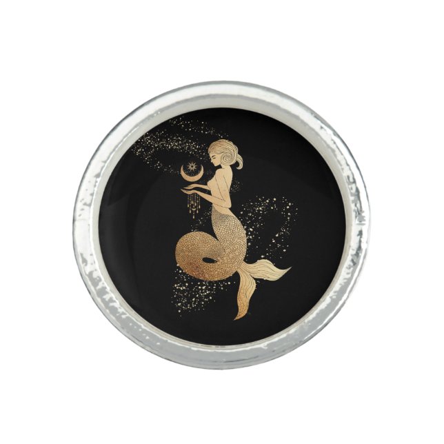 *~* AP39 Capricorn Goddess Mermaid Zodiac Ring (Front)