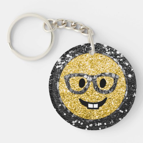  AP40 Intelligent Glasses Nerd  Emoji Glitter   Keychain