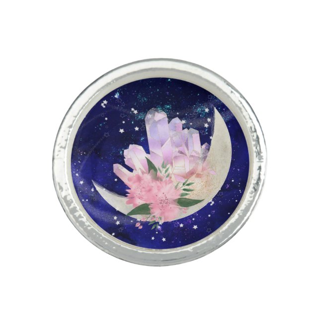 *~* AP40 Moon Crystals Mystic Floral OMBRE Glitter Ring (Front)