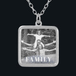 *~* AP42 FAMILY Photo Picture Glitter Silver Plated Necklace<br><div class="desc">SQUARE NECKLACE - GLITTER and White Block Letters (search id AP42 for similar designs on various products ) * Energetically Enhanced remembrance Keepsake memories memory family. Upload your family picture. Right now the text reads "FAMILY" A text area is available. Personalize Customize the font color , font size actual of...</div>