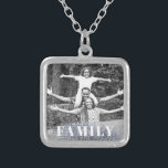 *~* AP42 FAMILY Photo Picture Glitter Silver Plated Necklace<br><div class="desc">SQUARE NECKLACE - GLITTER and White Block Letters (search id AP42 for similar designs on various products ) * Energetically Enhanced remembrance Keepsake memories memory family. Upload your family picture. Right now the text reads "FAMILY" A text area is available. Personalize Customize the font color , font size actual of...</div>