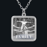 *~* AP42 FAMILY Photo Picture Glitter Silver Silver Plated Necklace<br><div class="desc">SQUARE NECKLACE - GLITTER and White Block Letters (search id AP42 for similar designs on various products ) * Energetically Enhanced remembrance Keepsake memories memory family. Upload your family picture. Right now the text reads "FAMILY" A text area is available. Personalize Customize the font color , font size actual of...</div>