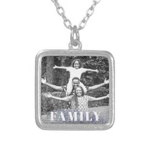 *~* AP42 FAMILY Photo Picture Glitter Silver Silver Plated Necklace