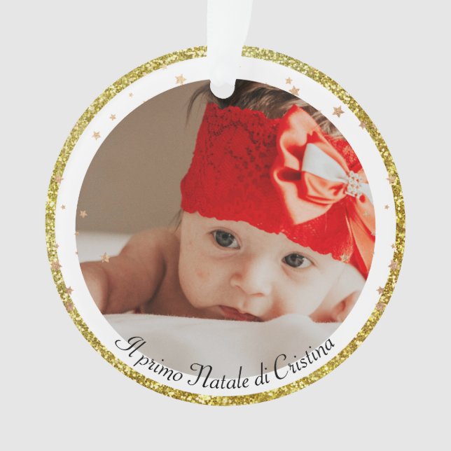 *~* AP44 First Christmas Gold Poinsettia PHOTO Ornament (Front)