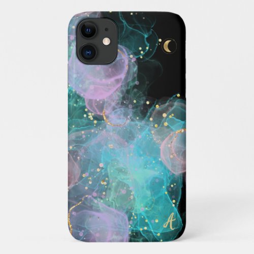  AP46 Pastel Gold Glitter Abstract Ink  iPhone 11 Case