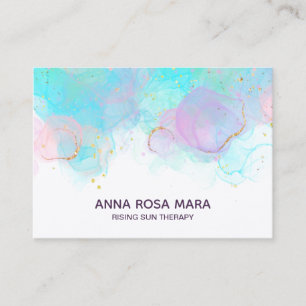 *~** AP46 Pastel Gold Glitter Abstract Ink QR Logo Business Card