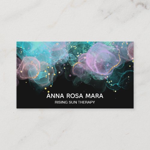  AP46 Pastel Gold Glitter QR Abstract Ink LOGO Business Card